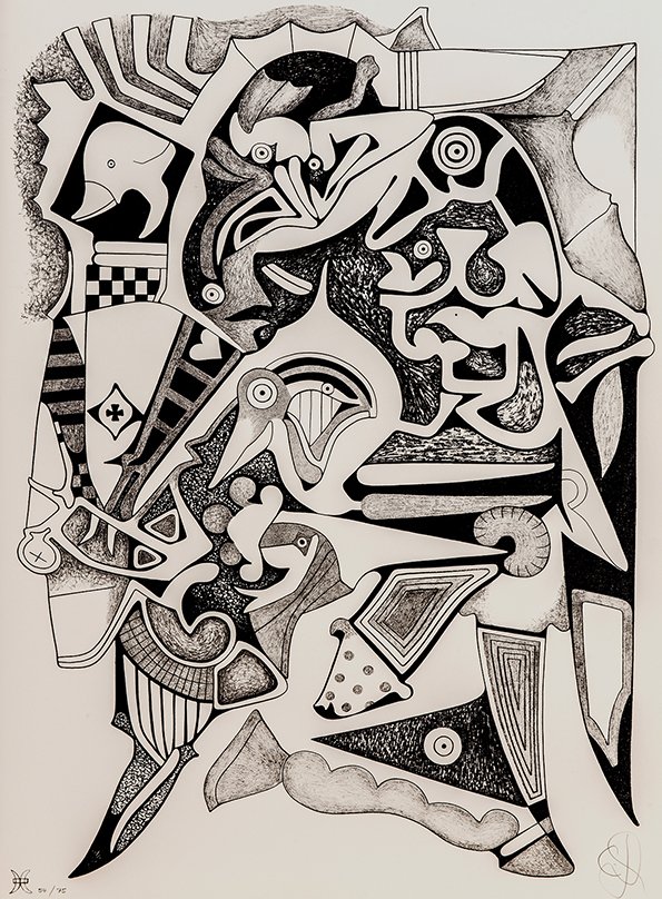Lithography, The Horse-necked King, Erich Engelbrecht, Melle, Fougis